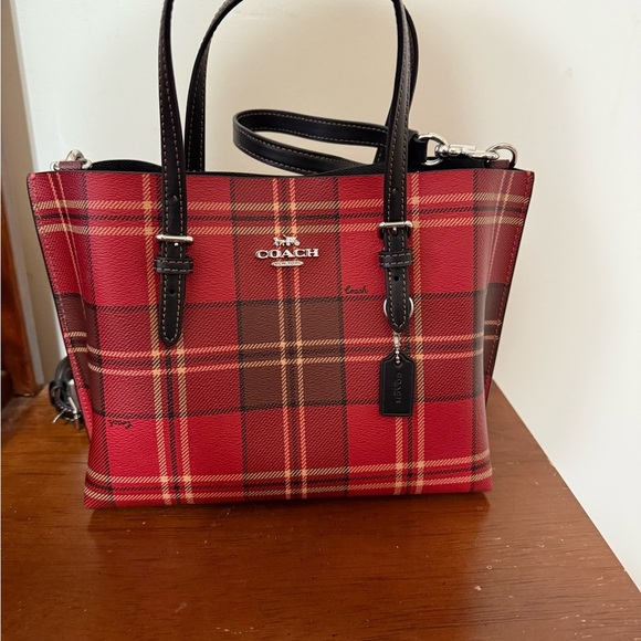 New Coach Mollie 25 Tote in Tartan Plaid Crossbody Purse - Picture 3 of 8